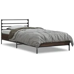 vidaXL Bettgestell Braun Eichen-Optik 75x190 cm Holzwerkstoff Metall