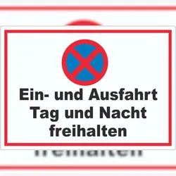 HB-Druck Parken verboten Ein- und Ausfahrt Tag und Nacht freihalten Aufkleber A1 (594x841mm)
