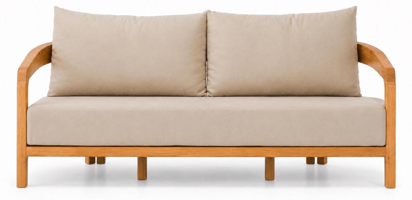 Gartensofa 3-Sitzer Modern Beige Kissen Elegant Komfort