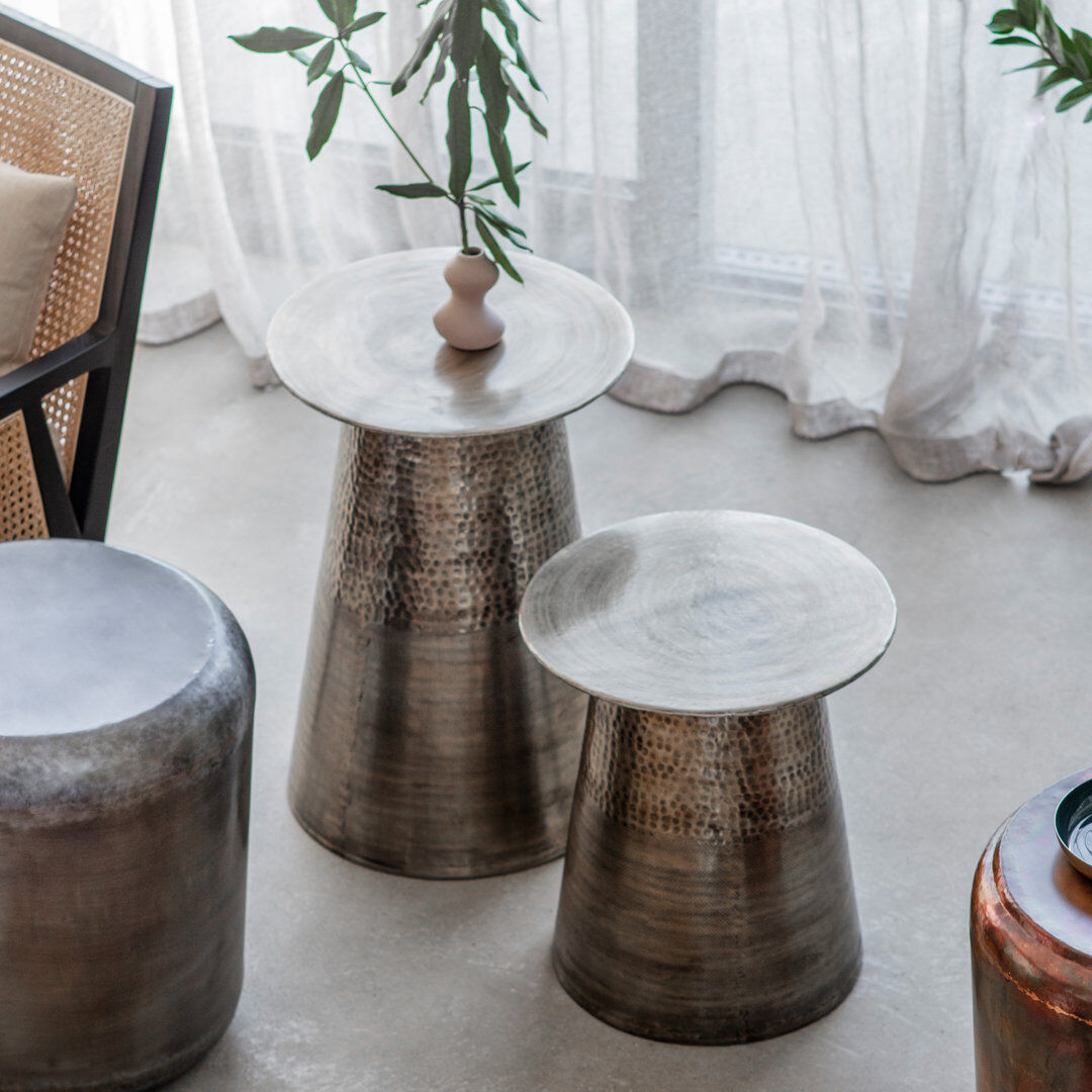 Gallery Direct Drum Nesting Tables Bronze 60cm H X 40cm W X 40cm D