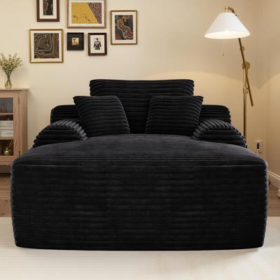 Justmaellc Convertible Chaise Lounge Chair Plush with Wide Armrest for Living Room Bedroom - N/A
