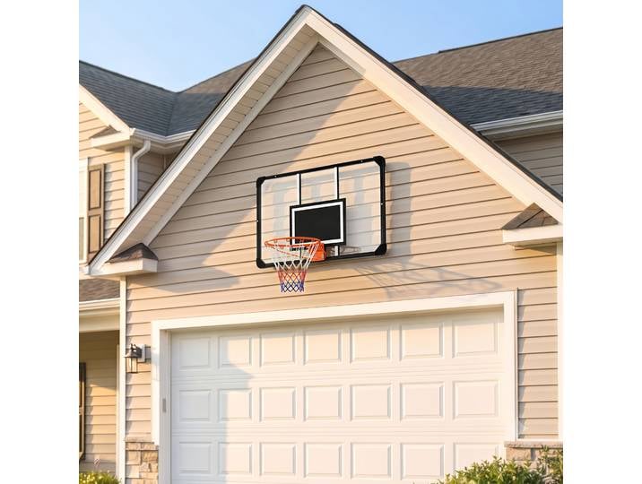 SPORTNOW Panier Basket Mural Extérieur Noir Transparent Orange