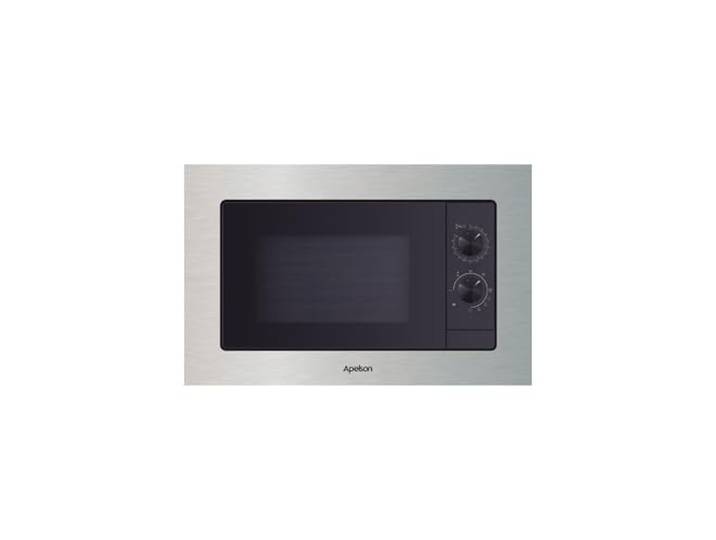 Apelson Einbau-Mikrowelle AMW 2000G X + Grill 800 W, 5 Stufen, Innenleistung LED, einfache Installation, Sicherheitssystem, Drehteller Ø 245 mm, Grillrost, Grau