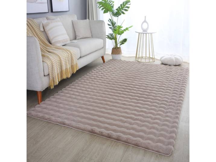 Zacht fluffy vloerkleed beige 80 x 150 cm tapijt