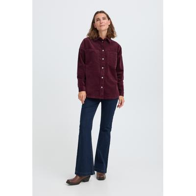 Hemdjacke PULZ JEANS "Damen Overshirts PZSALLY", Damen, Gr. M, rot (winetasting), Obermaterial: 83% Baumwolle CO. 15% Viskose CV. 2% Elasthan EL., Jacken