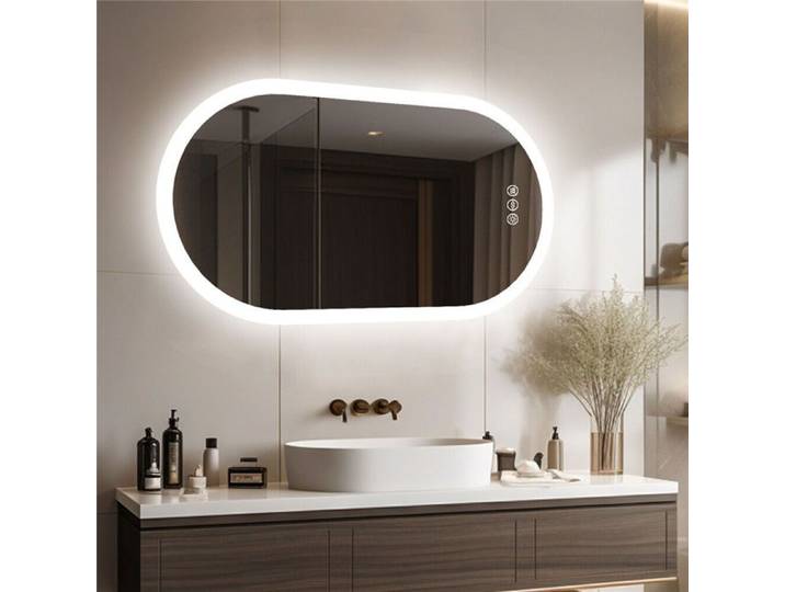 Miroir LED Lumineux pour Salle de Bain LUVODI - Rond Anti-buée 100x50cm
