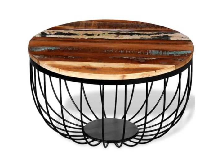 HEFZGDB Couchtisch Altholz Massiv Industrie-Stil Vintage Beistelltisch Wohnzimmertisch Nachttisch Handgefertigt Recyceltes Holz Stabil Langlebig Einzigartiges Unikat