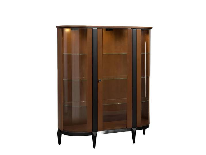JVmoebel Vitrine Elegante Glasvitrine mit Holzakzenten und integrierter Beleuchtung (Vitrine) Made in Europa