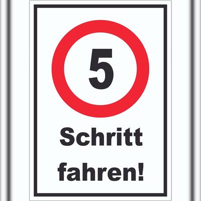 HB-Druck Schritt fahren 5 km/h Schrittgeschwindigkeit Aufkleber A6 (105x148mm)