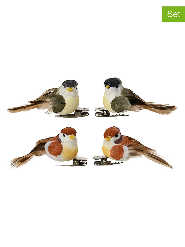 Kaeming 4er-Set: Deko-Clips "Vogel" in Bunt - (B)5,5 x (H)2,5 x (T)2 cm - onesize