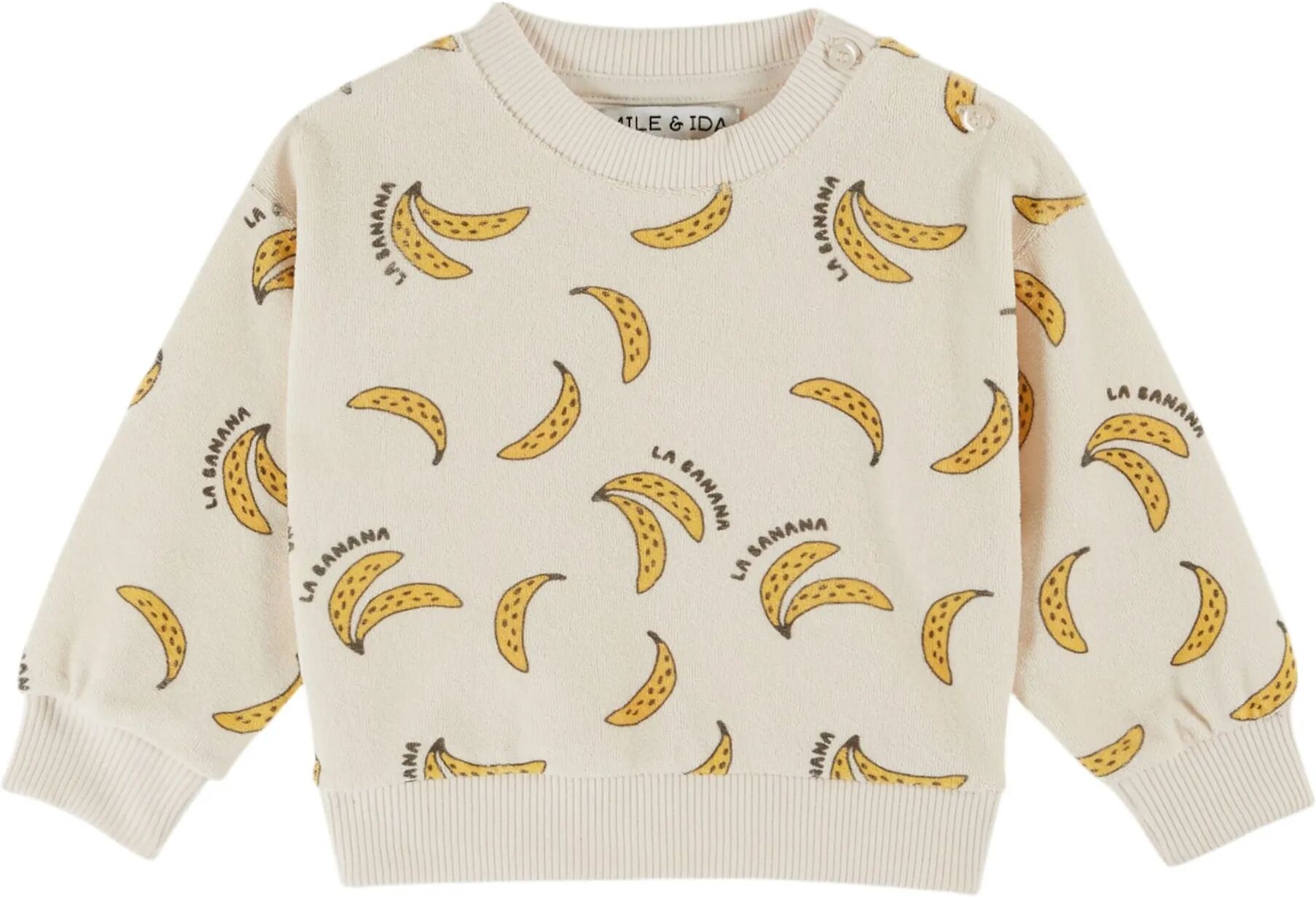 Emile et Ida Sweat Bananes Eponge Coton Bio Crème 4 ans