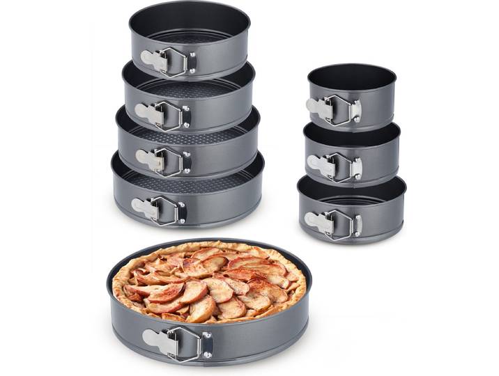 springvorm - 8-delige set - rond - Ø 14-28 cm - rvs - antiaanbaklaag - taartvorm