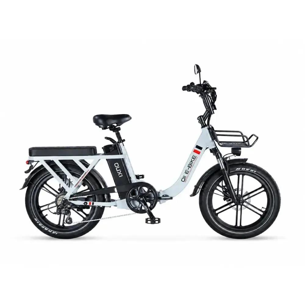 OUXI Q11 Elektrisches Faltrad - Fatbike - 20 Zoll - 250W-Motor - 7 Gänge - 50 km Reichweite - Hydraulische Scheibenbremsen - Hellgrau
