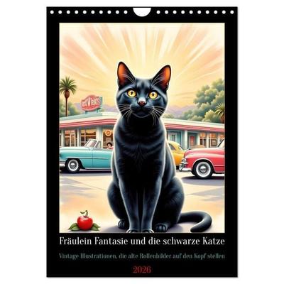 Fräulein Fantasie und die schwarze Katze (Wandkalender 2026 DIN A4 hoch), CALVENDO Monatskalender