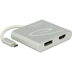 Delock Monitor Splitter USB Typ-C zu HDMI & DP (DisplayPort, HDMI), Video Adapter, Silber