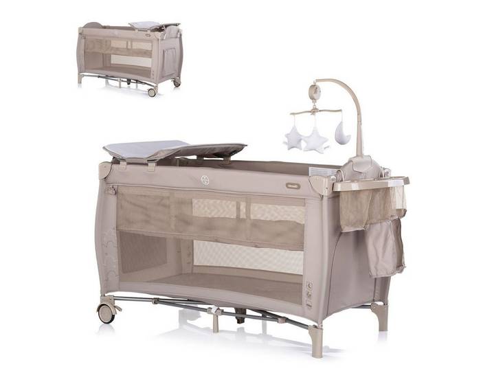 Chipolino Baby-Reisebett Bella 2 Ebenen, seitlicher Eingang, Polyester, Reißverschluss, ab Geburt geeignet