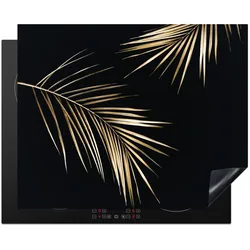 HERDABDECKPLATTE Blätter - Pflanzen - Gold - Schwarz - Luxus Herdabdeckung Induktionsfeld 65x52 cm