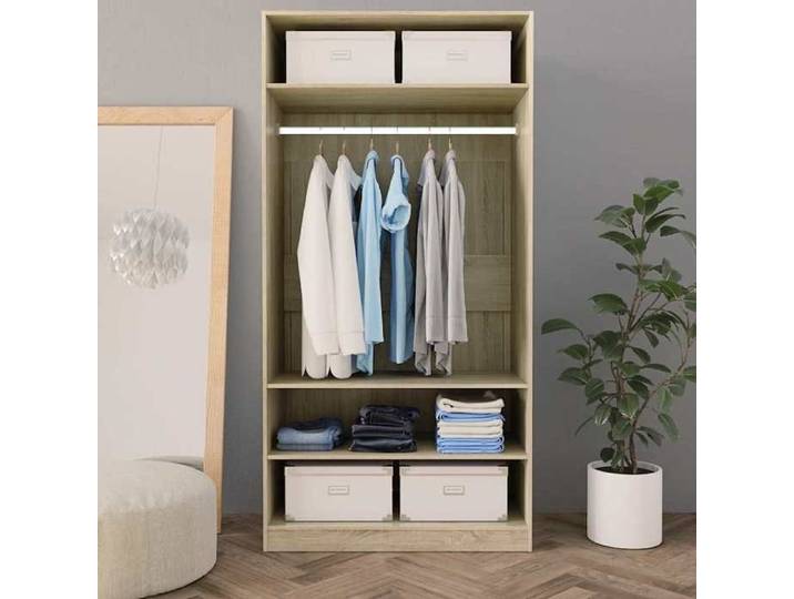 Printemps 2026 Soldes Brun Cabinet haut/Armoire de chambre Garde-robe Chêne sonoma 100x50x200 cm Bois d'ingénierie 2_481105