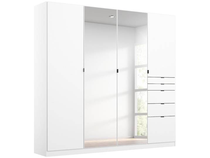 Drehtürenschrank, Holzwerkstoff, Weiß, 181×197×54 cm, 4 Türen, Landhaus, Rauch