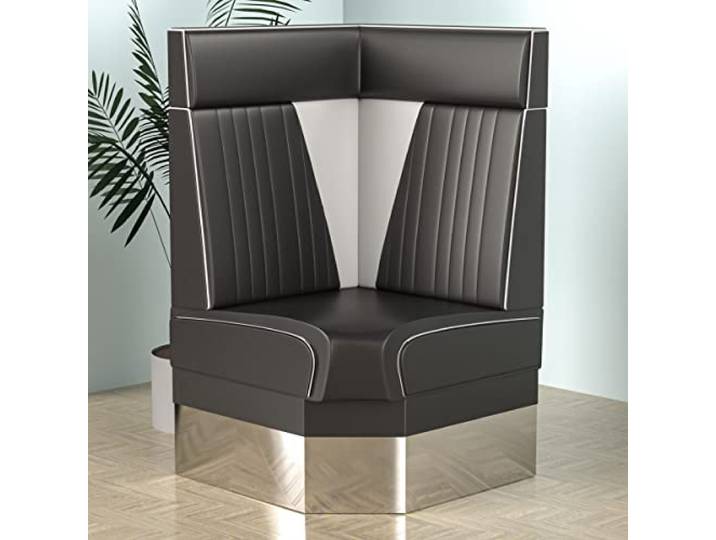 GGMMÖBEL Diner Vegas 3 Diner Eckbank B:H 64 x 123 cm V-Steppung Schwarz Leder American Diner Möbel, American Dinerbank