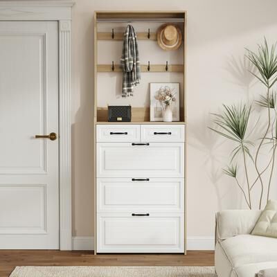 unbranded Shoe cabinet with 3 doors 2 drawers with hanger PVC door with shape large space for storage