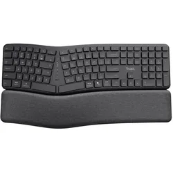 Trust Keyra Ergonomische Multi-Device-Funktastatur - Bluetooth, 2.4 GHz - DE- schwarz (DE, Docking, Kabellos), Tastatur, Schwarz