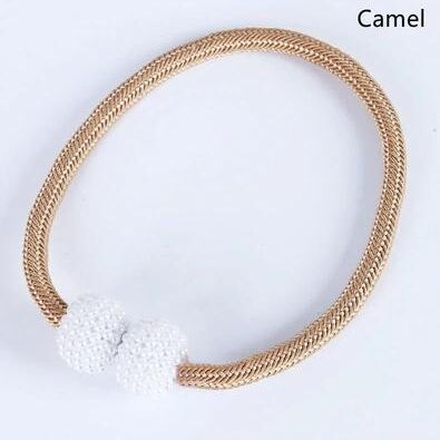 Uplifted Goods Magnetic Pearl Curtain Clip Tie Back camel 1pc