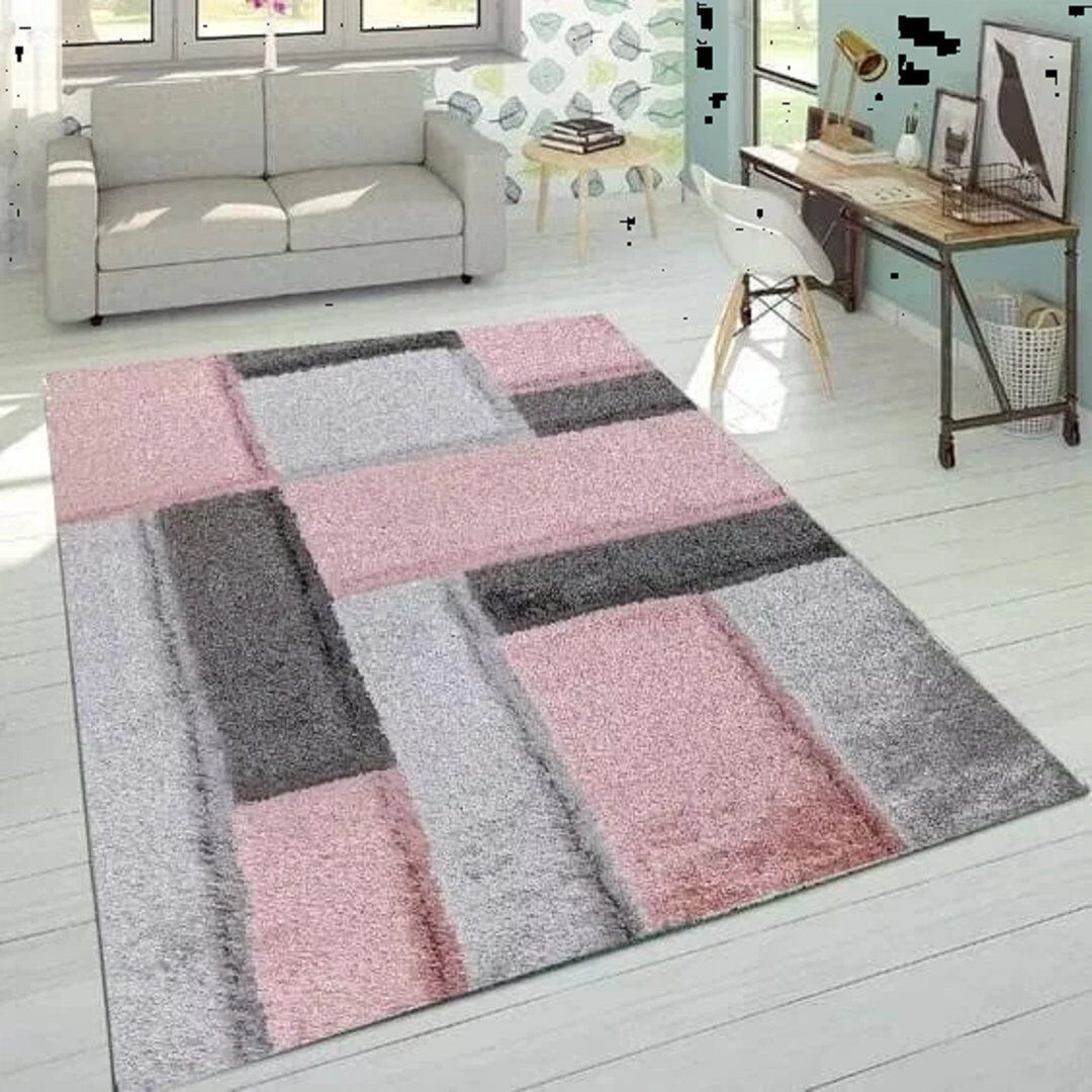 Metro Modern Stylish Large Shaggy Area Rugs Hallway Living Room Bedroom Carpet Mats* Pink Rectangle 200 x 290 cm