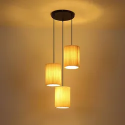 Pendelleuchte Hängelampe Deckenleuchte Esszimmerlampe Textil Naturfarbe H 120 cm
