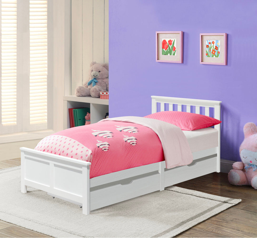Lark Manor Rosado Drawers Bed White 82cm H X 100cm W X 196cm L