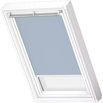 Verdunklungsrollo VELUX "DKL 4576SWL, Farbe himmelblau", blau (himmelblau, weiß), CK02, stufenlos positionierbar, Polyester, Rollos, Verdunklungsrollo, weiße Führungsschienen & Griffleiste