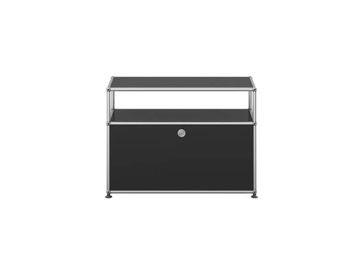 USM Haller TV Board 1-fach breit 1 Klapptür Fach offen schwarz ohne Schloss graphitschwarz 78x56.5x38 cm