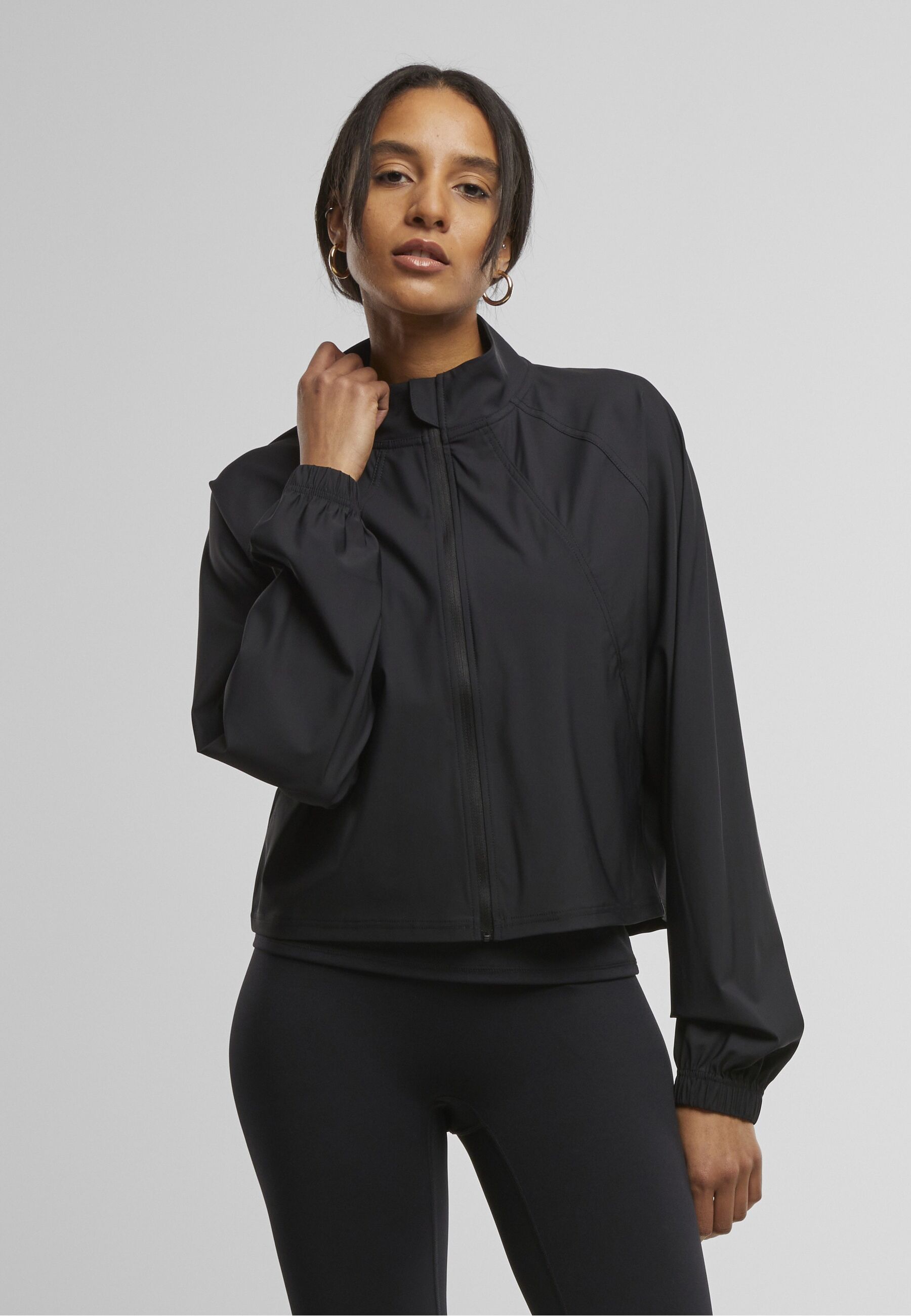 Langmantel URBAN CLASSICS "Urban Classics Ladies Sports Jacket Ladies Sports Jacket", Damen, Gr. S, schwarz, 75% Polyimid, 25% Elasthan, Mäntel