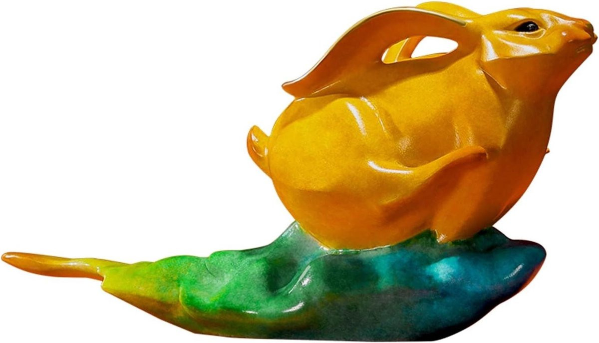 Handgegoten koperen dierenfiguur voor decoratie van je tafelblad, Hoogte: 17,5 cm
