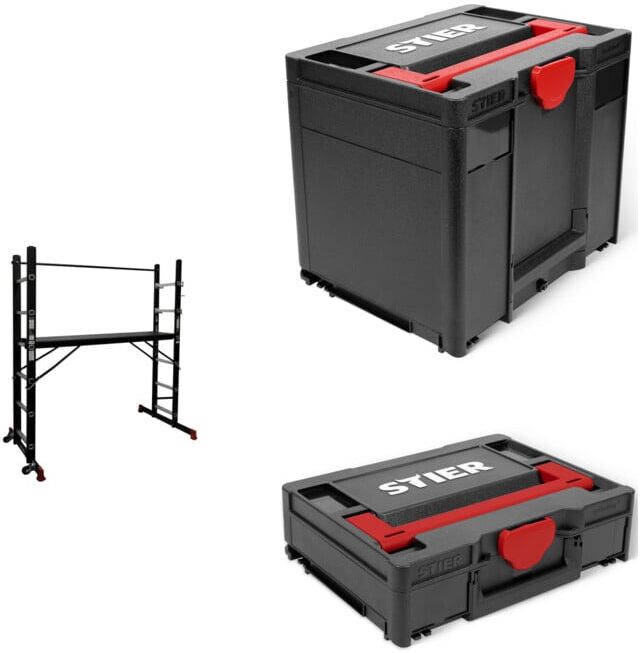 Set STIER Gerüst Arbeitsbühne 150 kg EN 131 + STIER Systainer³ I Black Edition + STIER Systainer³ IV Black Edition