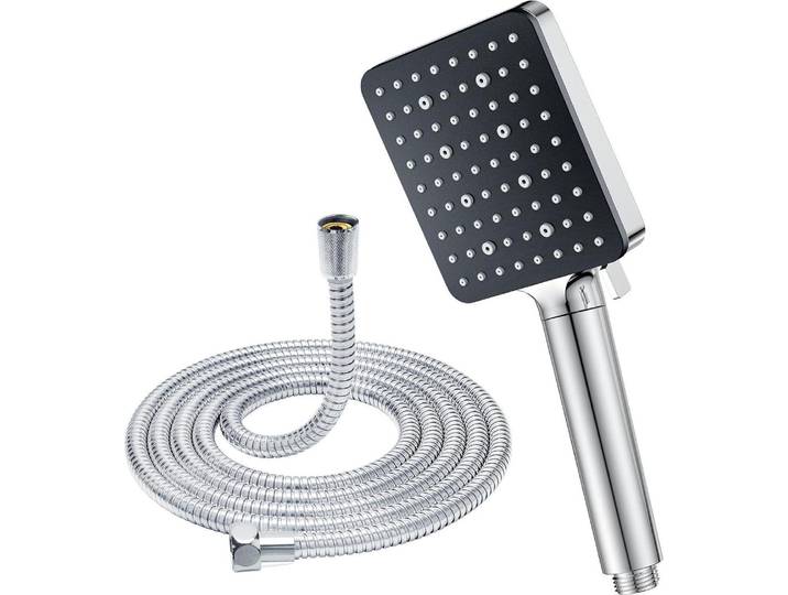 YEAUPE PRO Duschkopf mit Schlauch, Filter & 6 Strahlarten, Hochdruck Handbrause, Quadrat Brausekopf, Sparduschkopf mit Antikalk-Funktion