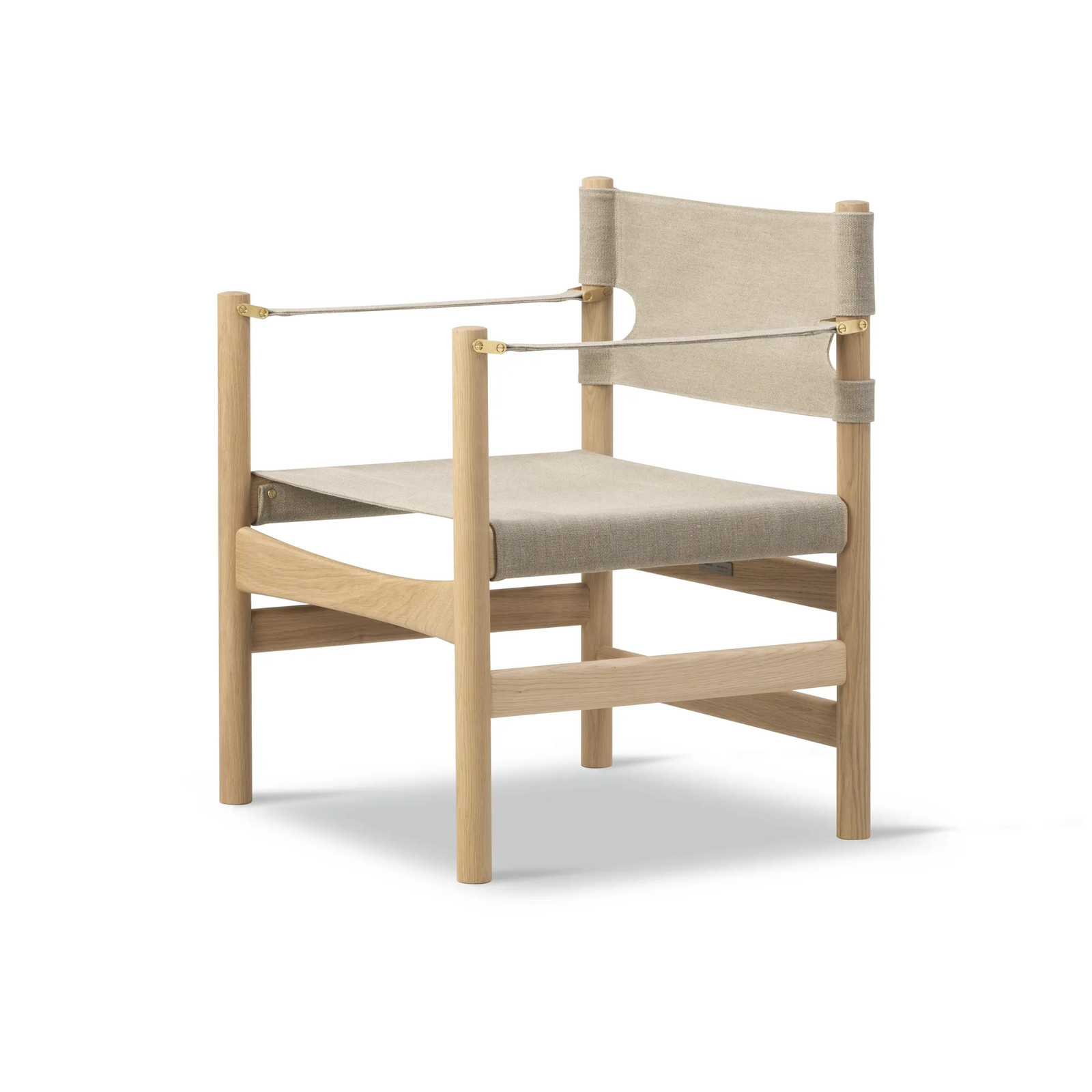 Fredericia Furniture Canvas 21 armstoel Naturel canvas-licht geoliede eik