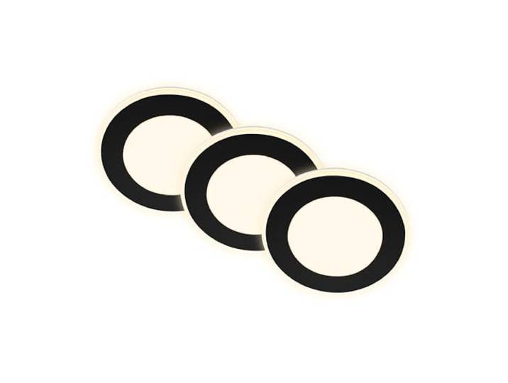 BRILONER - Lot de 3 spots encastrables LED 230V avec fonction veilleuse\, surfaces et anneaux commutables séparément\, fonction mémoire\, spot LED\, spots de plafond\, spots encastrables\, 93x30mm\, noir