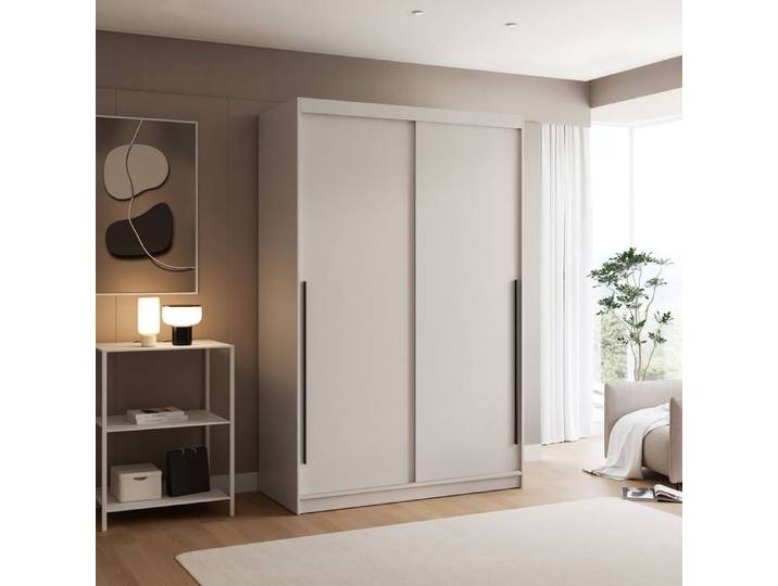 Armoire SILENTE 140cm- LED - portes coulissantes - Cachemire
