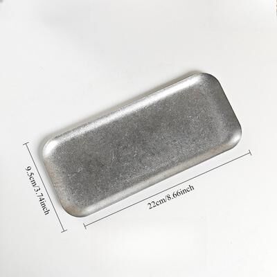 ModernMart Retro Stainless Steel Serving Tray Oval Sushi Snack Plate Industrial Style Tableware square