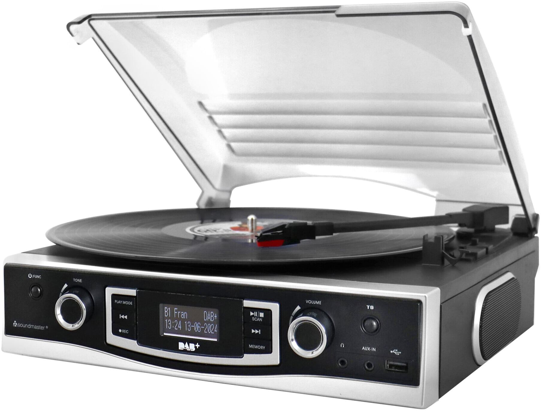 Soundmaster Plattenspieler/DAB+Radio PL590SW USB Encoding sw)