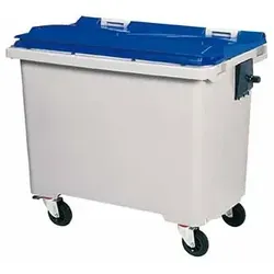 KOROK Müllcontainer Rossignol 770 L Kunststoff blau/grau ohne Schiene, mit 4 Rädern