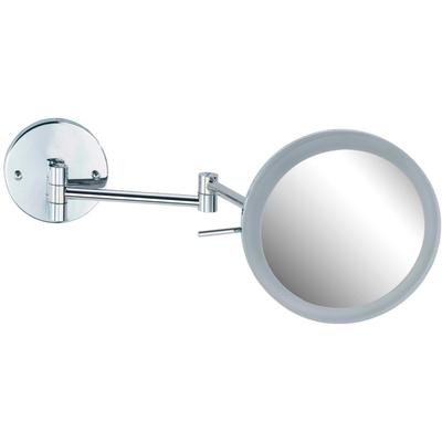 Wandspiegel WENKO "Aura", grau (chromfarben), B:20cm H:24,5cm T:14,85cm, Stahl, Spiegel, Wandspiegel, 5-fach Vergrößerung