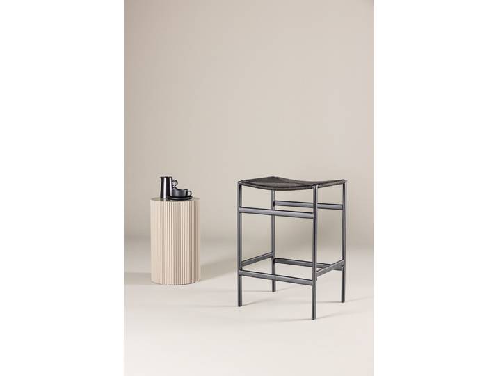 Barhocker VENTURE HOME Polly, 2er-Set Barhocker mit schwarzem Seilsitz und Stahlbeinen , schwarz, B:45cm H:66cm T:40cm, Hocker, Barhocker, Tresenhocker minimalistisch, Seildesign, komfortabel