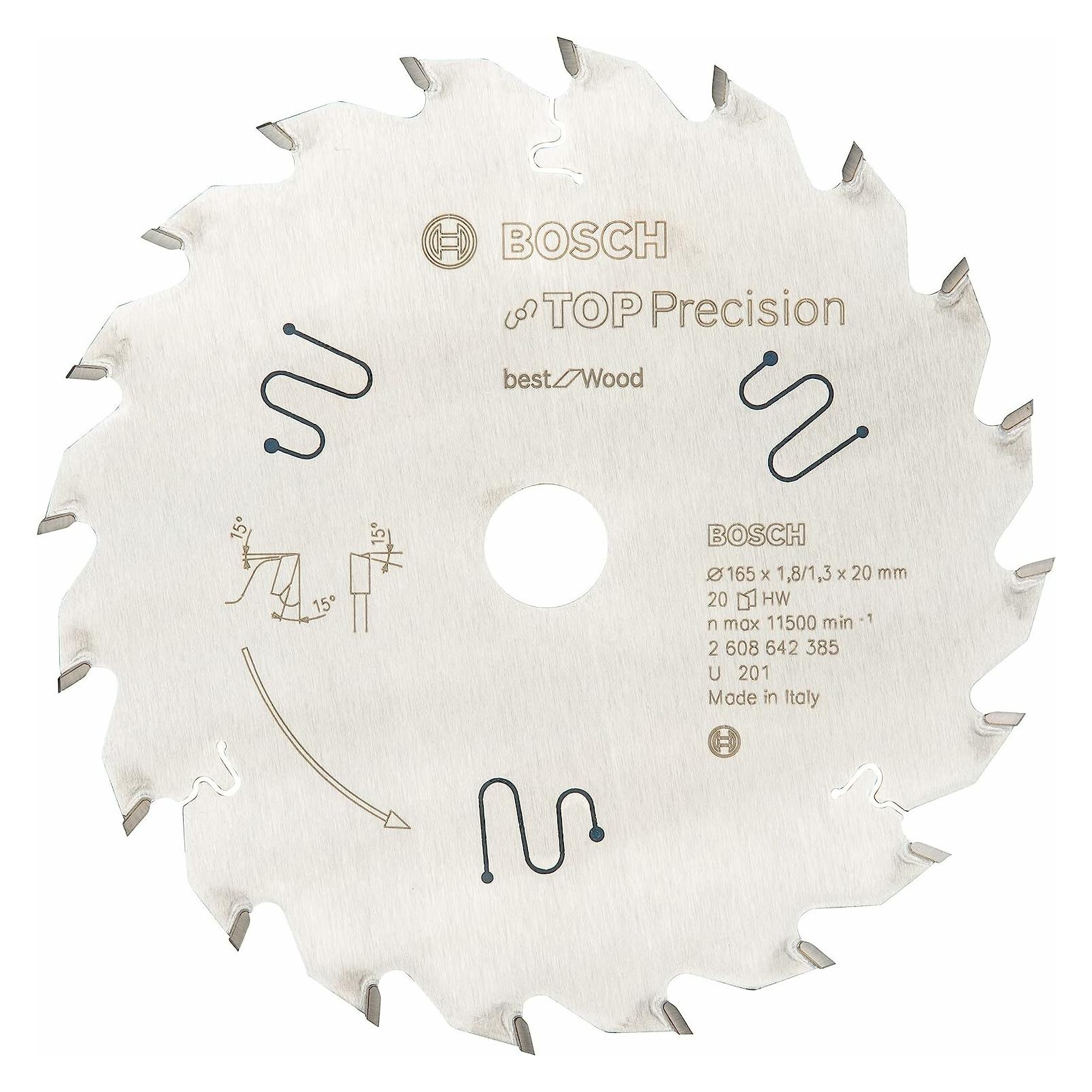 Bosch Professional Zubehör Kreissägeblatt Top Precision Best for Wood, 165 x 20 x 1,8 mm, 20 (2608642385)