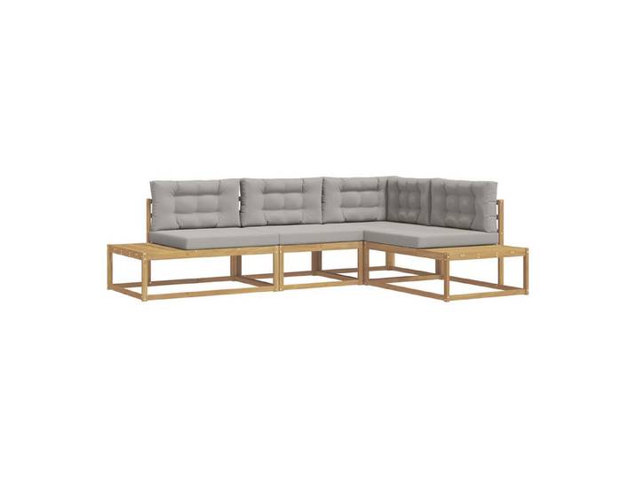 vidaXL Sofaelement Outdoor-Sofagarnitur 4 stk. 4-Sitzer Polyester Weiß (4 St)