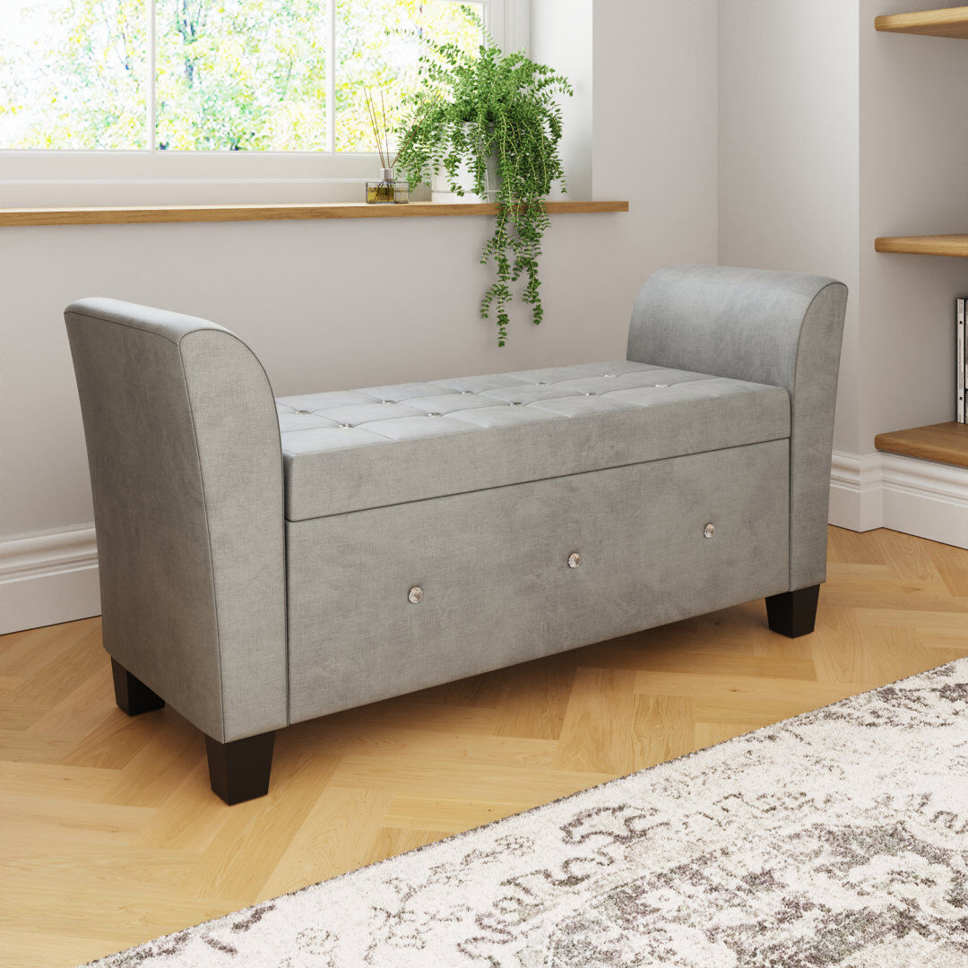 Three Posts Armstrong Upholstered Storage Bench Grey 60cm H X 107cm W X 45cm D