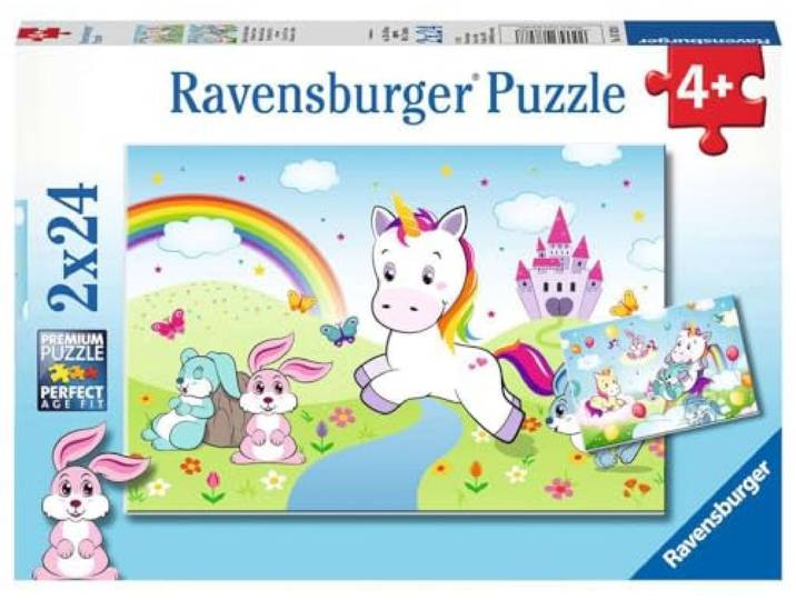 Ravensburger puzzel Sprookjesachtige eenhoorn - 2x24 stukjes - kinderpuzzel
