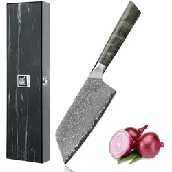 Zayiko Professional Series Damast Nakirimesser I 16 cm Klinge I Ahornholzgriff