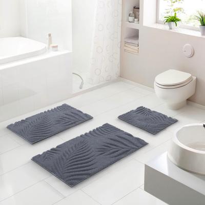 Badematte GRUND "Ferya", grau (anthrazit), H:20mm, Polyester, Badematten, Badematte, Dezentes Blattmuster mit Hoch-Tief-Struktur, 5 Jahre Garantie